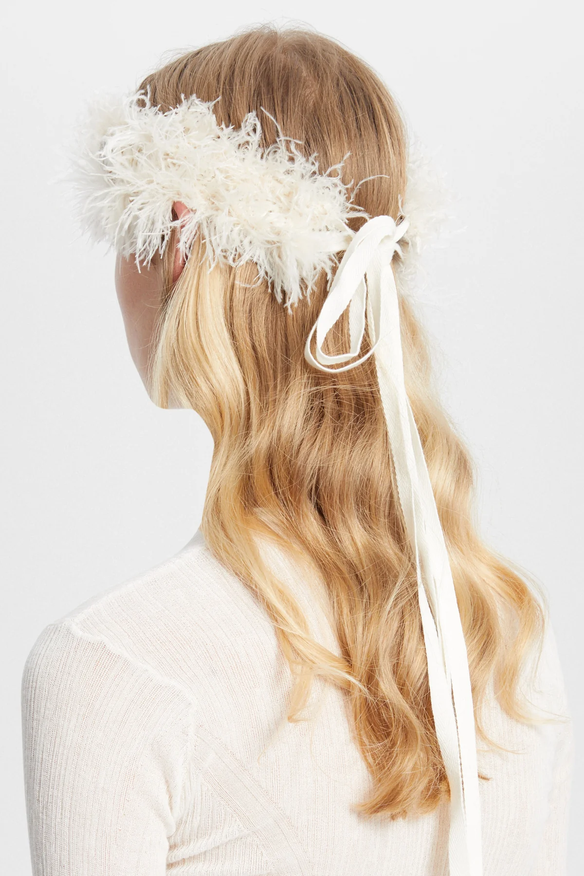 Feathered Knit Headband with Crochet Roses